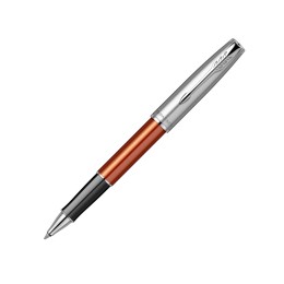 Ручка-роллер Parker Sonnet Essentials Orange SB Steel CT, цвет чернил black,перо: F, в подарочной упаковке.
