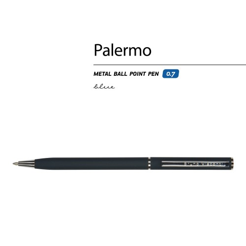 Ручка "Palermo" шариковая  автоматическая, сине-черный металлический корпус, 0,7 мм, синяя