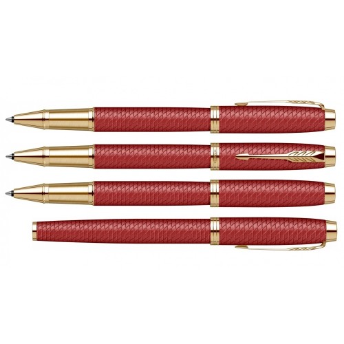 Ручка роллер Parker IM Premium T318  Red G, стержень: F, цвет чернил: black, в подарочной упаковке.