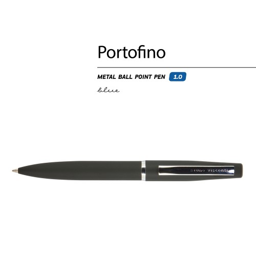 Ручка "Portofino" шариковая  автоматическая, черный металлический корпус, 1,0 мм, синяя