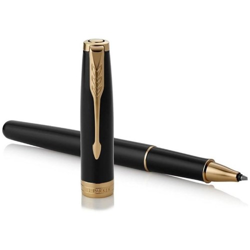 Ручка-роллер Parker Sonnet Black Lacquer GT, стержень: F, цвет чернил: black, в подарочной упаковке