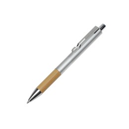 Ручка металлическая шариковая "Sleek", серебристый/бамбук