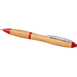 Шариковая ручка Nash из бамбука, натуральный/красный