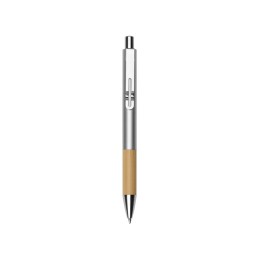 Ручка металлическая шариковая "Sleek", серебристый/бамбук
