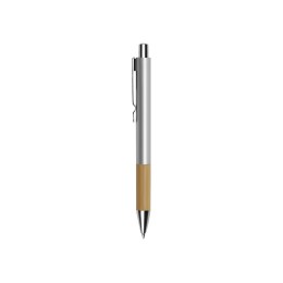 Ручка металлическая шариковая "Sleek", серебристый/бамбук