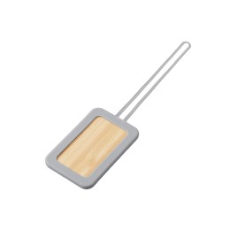 Бамбуковая багажная бирка с силиконовым чехлом "Тагу", серый