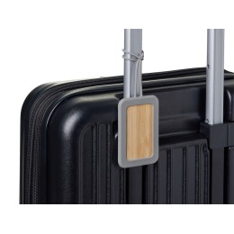 Бамбуковая багажная бирка с силиконовым чехлом "Тагу", серый