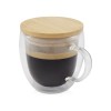 Стеклянная кружка Lenora емкостью 250 мл с бамбуковой крышкой - прозрачный