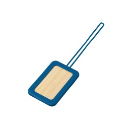 Бамбуковая багажная бирка с силиконовым чехлом "Тагу", темно-синий