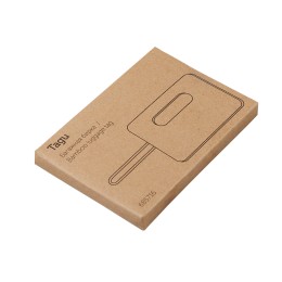 Бамбуковая багажная бирка с силиконовым чехлом "Тагу", темно-синий