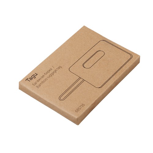 Бамбуковая багажная бирка с силиконовым чехлом "Тагу", темно-синий