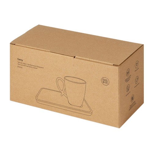 Чайная пара с бамбуковым блюдцем "Deny", белый