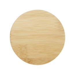 Стеклянная кружка Leona объемом 350 мл с бамбуковой крышкой - прозрачный