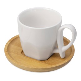 Кофейная пара с бамбуковым блюдцем "Mandy", белый (Р)