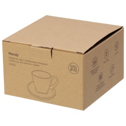 Кофейная пара с бамбуковым блюдцем "Mandy", белый (Р)