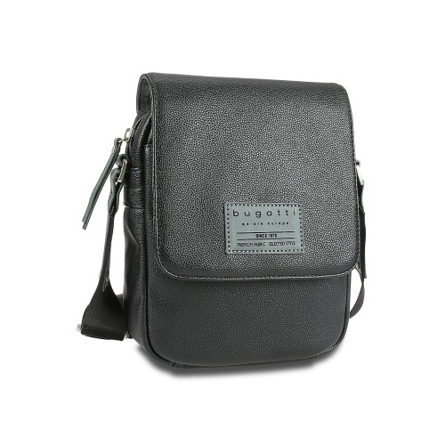 Сумка наплечная BUGATTI МОТОБАЙК D | MOTO D, чёрная, полиуретан, 18х6х24 см, 2 л