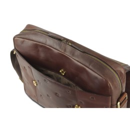 Сумка через плечо Mano "Don Leon", натуральная кожа в коричневом цвете, 38 х 30 х 7 см