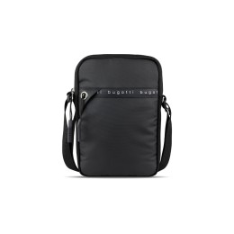 Сумка через плечо BUGATTI БЛАНК ОБЛЕГЧЕННАЯ | BLANC DELIGHT, чёрная, нейлон RPET600D/тарпаулин/полиэстер, 16х4х23 см, 1 л