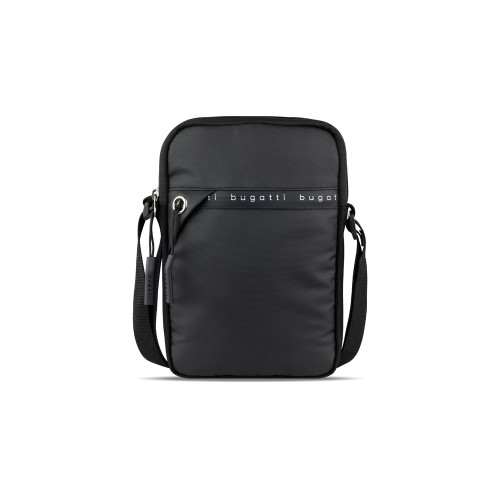 Сумка через плечо BUGATTI БЛАНК ОБЛЕГЧЕННАЯ | BLANC DELIGHT, чёрная, нейлон RPET600D/тарпаулин/полиэстер, 16х4х23 см, 1 л
