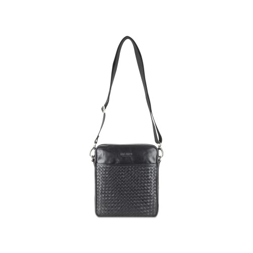 Сумка через плечо Mano "Don Luca", натуральная кожа в черном цвете, 23 х 26,5 х 4,5 см