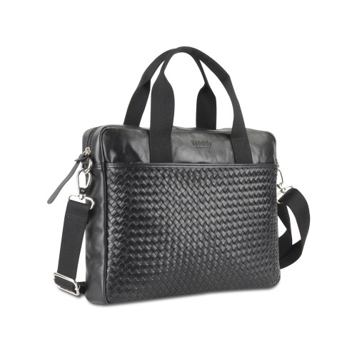 Сумка Mano "Don Luca", натуральная кожа в черном цвете, 37 х 27 х 6 см