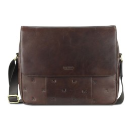 Сумка через плечо Mano "Don Leon", натуральная кожа в коричневом цвете, 38 х 30 х 7 см