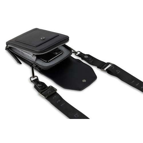 Сумка наплечная BUGATTI АЛМАТА | ALMATA, чёрная, полиуретан, 11х4х19 см