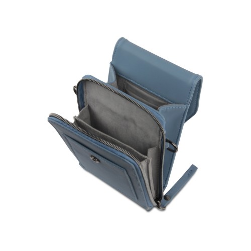 Сумка наплечная BUGATTI АЛМАТА | ALMATA, голубая, полиуретан, 11х4х19 см