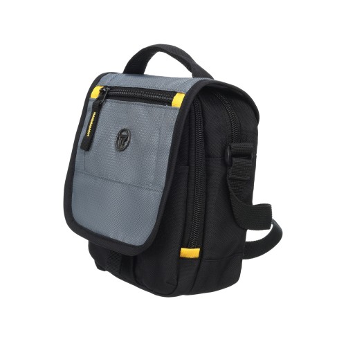 Сумка наплечная TORBER, черный/серый, полиэстер/добби, 15х5х22 см