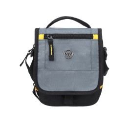 Сумка наплечная TORBER, черный/серый, полиэстер/добби, 15х5х22 см
