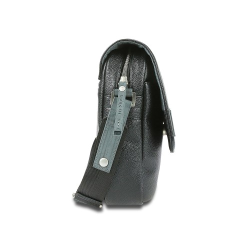 Сумка наплечная BUGATTI МОТОБАЙК D | MOTO D, чёрная, полиуретан, 18х6х24 см, 2 л