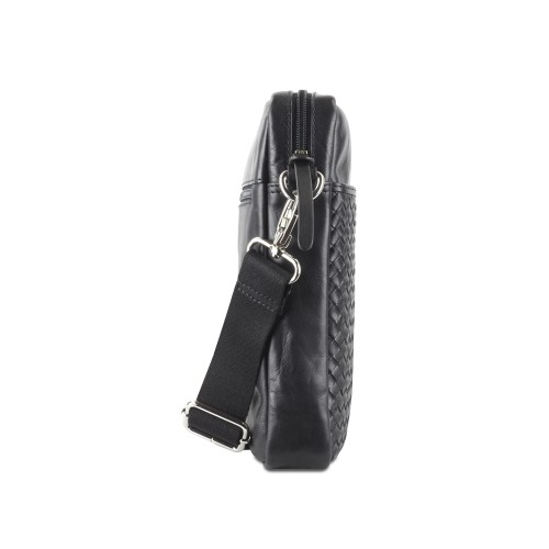 Сумка через плечо Mano "Don Luca", натуральная кожа в черном цвете, 23 х 26,5 х 4,5 см