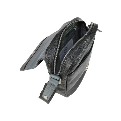 Сумка наплечная BUGATTI МОТОБАЙК D | MOTO D, чёрная, полиуретан, 18х6х24 см, 2 л