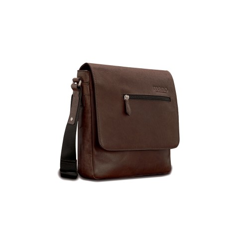 Сумка через плечо Mano "Don Valentino", натуральная кожа в коричневом цвете, 25 х 27 х 7 см