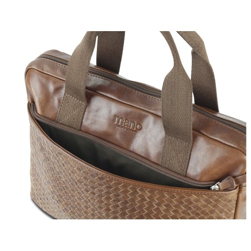 Сумка Mano "Don Luca", натуральная кожа в коньячном цвете, 37 х 27 х 6 см