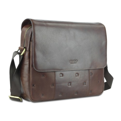 Сумка через плечо Mano "Don Leon", натуральная кожа в коричневом цвете, 38 х 30 х 7 см