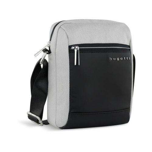 Сумка наплечная мужская BUGATTI СЕРА | SERA, светло-серая, полиэстер, 17х5,5х21 см, 1,5 л