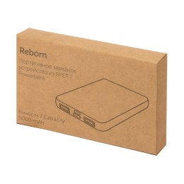 Портативное зарядное устройство из rPET "Reborn", 5000 mAh, серый