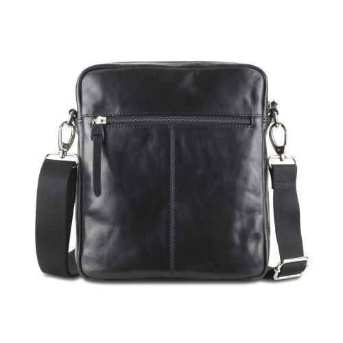 Сумка через плечо Mano "Don Luca", натуральная кожа в черном цвете, 23 х 26,5 х 4,5 см