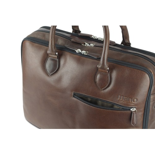 Сумка Mano "Don Valentino", натуральная кожа в коричневом цвете, 41,5 х 31 х 10 см