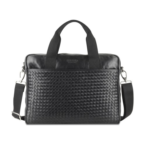 Сумка Mano "Don Luca", натуральная кожа в черном цвете, 37 х 27 х 6 см