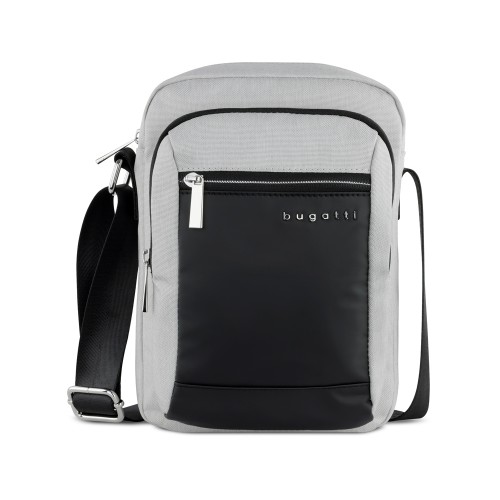 Сумка наплечная мужская BUGATTI СЕРА | SERA, светло-серая, полиэстер, 21х6х26,5 см, 2,5 л