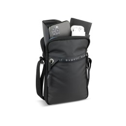 Сумка через плечо BUGATTI БЛАНК ОБЛЕГЧЕННАЯ | BLANC DELIGHT, чёрная, нейлон RPET600D/тарпаулин/полиэстер, 16х4х23 см, 1 л