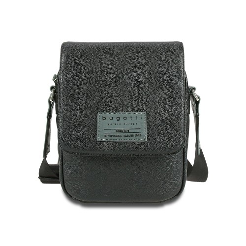 Сумка наплечная BUGATTI МОТОБАЙК D | MOTO D, чёрная, полиуретан, 18х6х24 см, 2 л