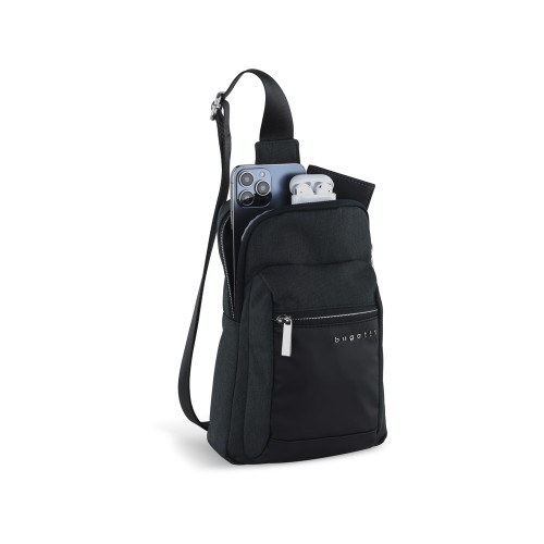 Сумка кросс-боди мужская BUGATTI СЕРА | SERA, антрацитовая, полиэстер, 17х6х26,5 см, 2,5 л