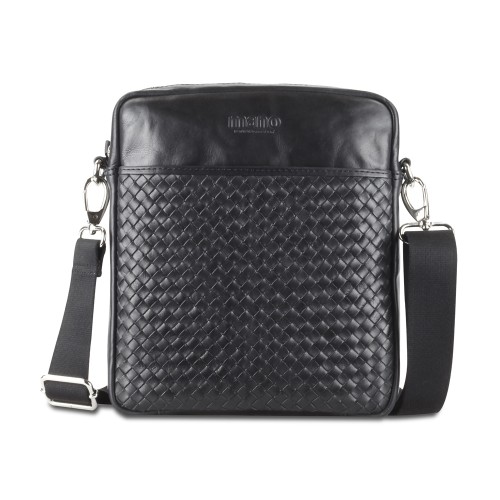 Сумка через плечо Mano "Don Luca", натуральная кожа в черном цвете, 23 х 26,5 х 4,5 см