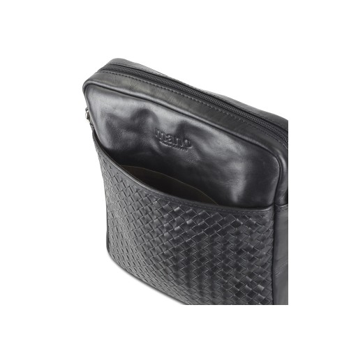 Сумка через плечо Mano "Don Luca", натуральная кожа в черном цвете, 23 х 26,5 х 4,5 см