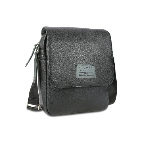 Сумка наплечная BUGATTI МОТОБАЙК D | MOTO D, чёрная, полиуретан, 25х8х30 см, 4 л