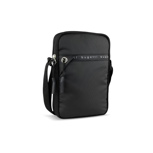 Сумка через плечо BUGATTI БЛАНК ОБЛЕГЧЕННАЯ | BLANC DELIGHT, чёрная, нейлон RPET600D/тарпаулин/полиэстер, 16х4х23 см, 1 л