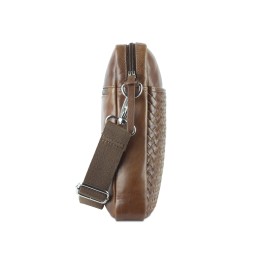 Сумка через плечо Mano "Don Luca", натуральная кожа в коньячном цвете, 23 х 26,5 х 4,5 см